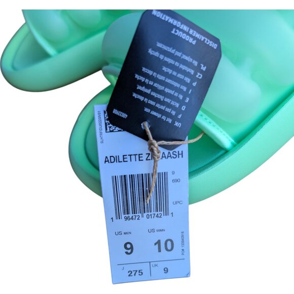 Adidas Adilette Pool Slides Green Glow Slip On Inner Tube Tubing Flip Flops NWT - Picture 10 of 11